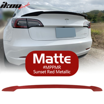 Fits 17-23 Tesla Model 3 IKON V Trunk Spoiler #MPPMR Matte Sunset Red Metallic