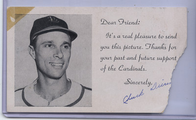 1950 St. Louis Cardinal ''Dear Friend'' Chuck Duering Team Issued Stamped