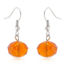 Orange Faceted Bead Dangle Drop Earrings