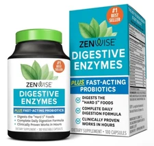 Probiotic Digestive Enzymes for Gut Health, Multi-Enzymes with Prebiotics