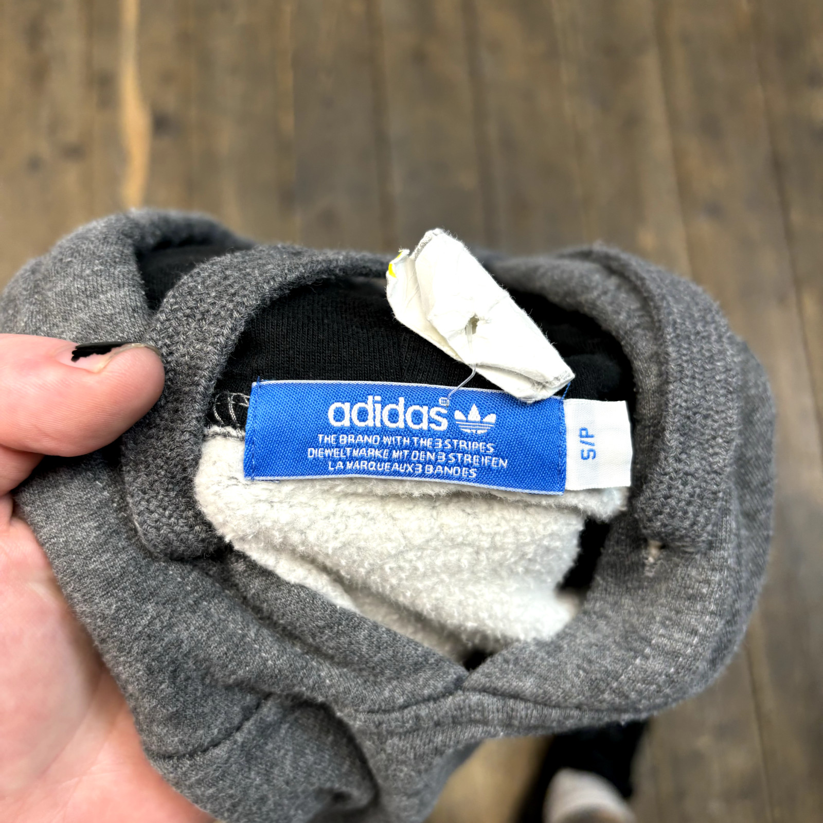 Adidas Hoodie Mens Spellout Y2K Trefoil Pull Over Sweatshirt, Grey, Small image 8