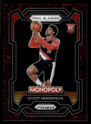 Scoot Henderson 2023-24 Panini Prizm Monopoly #75 Monopoly Man Red Pattern