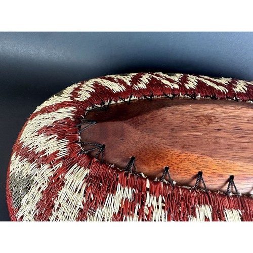 Wounaan Embera Native Werregue Palm Hand Woven Tray Bowl Basket Colorful Geometr - Picture 8 of 8
