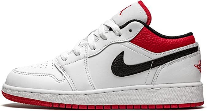 NIKE AIR JORDAN 1 LOW (GS) SIZE UK 5.5 EUR 38.5 (553560 118) WHITE/GYM RED/BLACK
