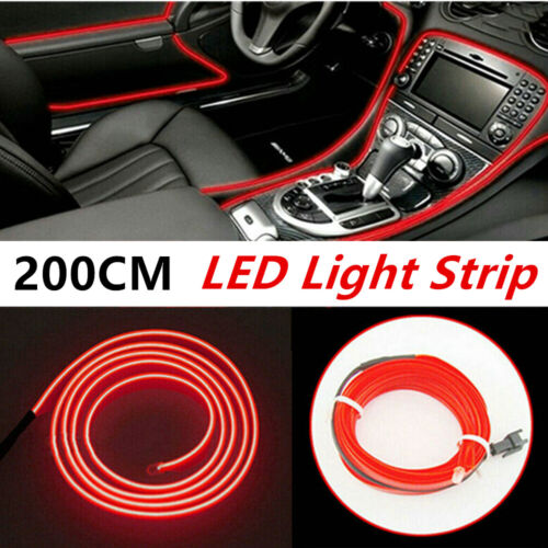 2M Car Atmosphere Wire Strip Light LED Lamp Interior Decor Kit  Universal 12V - Afbeelding 1 van 12