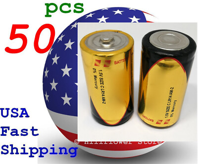 50 pcs Size C TT LR14 MN1400 EN93 0%Hg Heavy Duty Bulk 1.5V Alkaline Battery