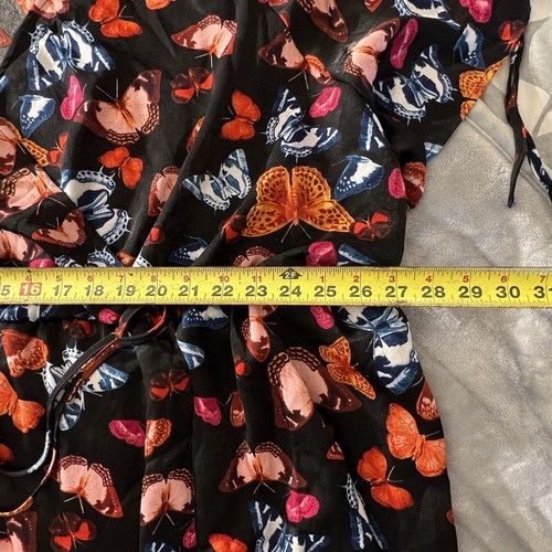 Torrid Butterfly Print Midi Brushed Charmeuse Wrap Dress 6X Tie Cap Sleeve NWT - Picture 11 of 15