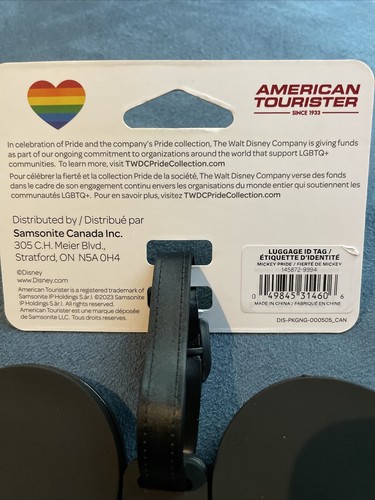 Disney American Tourister Mickey Mouse Pride LGBTQ + etichetta ID bagaglio arcobaleno - Foto 2 di 6