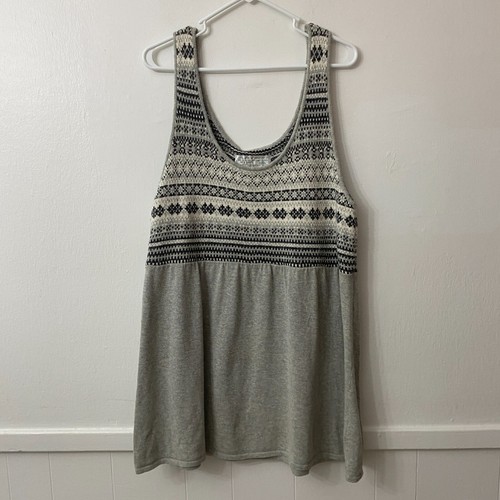 Old Navy Grey Knit Tank Top – Y2K Indie Sleeveless Nordic Boho Grunge Sz XXL - Picture 4 of 8