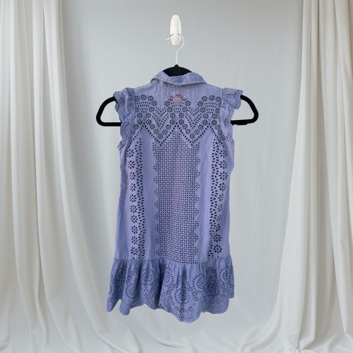 Stella McCartney x GAP Girls Eyelet Tunic Dress Size M Blue Button Up Sleeveless - Picture 5 of 12