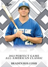 Braden Holcomb 2022 Leaf Perfect Game Nike AA Classic Aflac Game Day Rookie