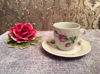 Hennegerg Porzellan 1777 Vintage Teacup And Saucer Pink Rose Floral.