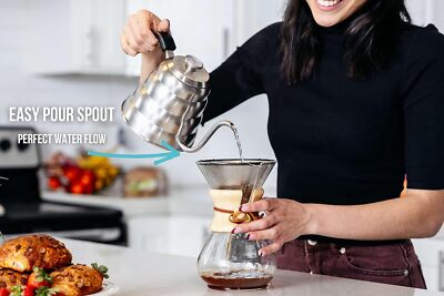 Gooseneck pot for pouring coffee and tea (copper coated, 1.2 liter, 40 oz)