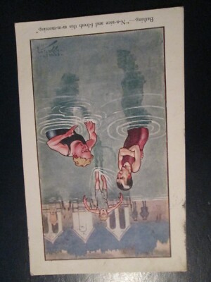 Ernest Ibbetson Postkarte ''Baden - ''N-n-ice and f-fresh this m-m-m'' 1912 verschickt