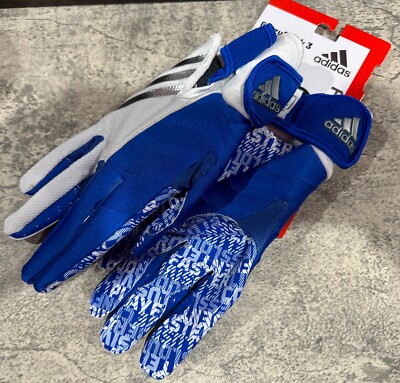 Delaware Blue Hens adidas Crazy Quick 3.0 WHITE/BLUE Receiver Gloves Size 3XL