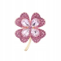 Pinets Brosche Rosa Kleeblatt Brosche GlüCkszirkonia Anstecknadel