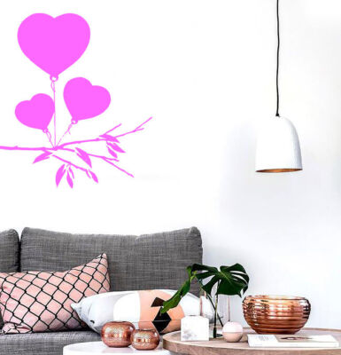 Vinyl Decal romantic drawing heart balloons for Valentine Wall Sticker ...