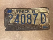 1968 Indiana License Plate Truck # 24087 D Rusty
