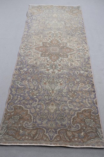 Turkish 3,4x8,3 ft Rug, Area Vintage Rug, Purple Plants & trees Wool ...