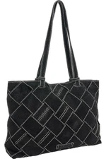 American Leather Co. Mercer Suede Woven Tote Black