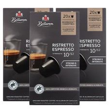 3 x Bellarom Ristretto Espresso 20 Capsules Nespresso Compatible Aluminium Pods