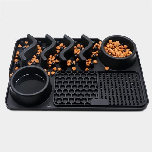 Pets Interaktive Futtermatte Napf Tablett 40x30cm Haustiere Reise Futterstation Matte - Bild 1 von 3
