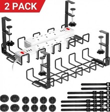Under Desk Cable Tray Management No Drill Tidy Wire Organizer 2 Pack