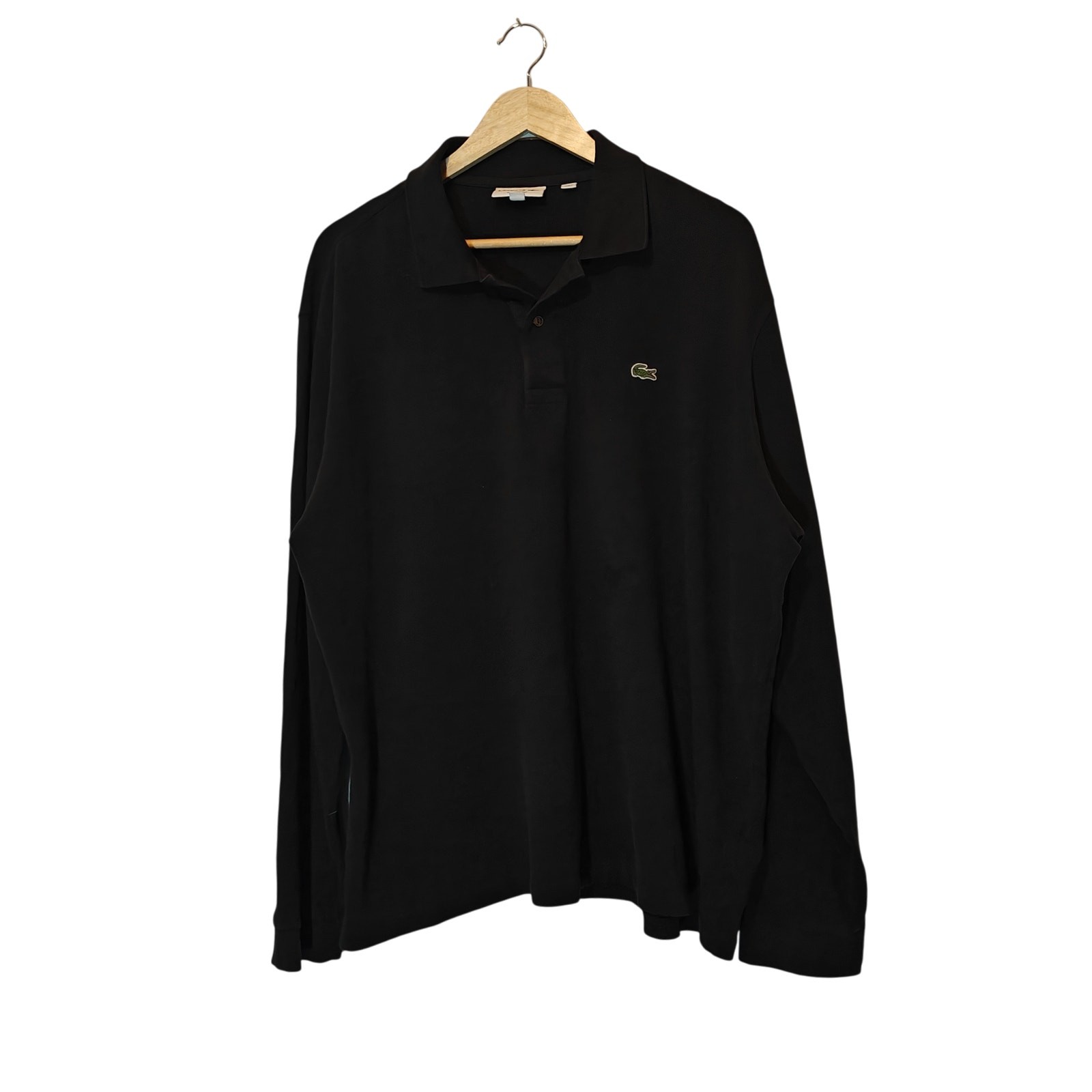 Lacoste Classic Fit Black Long Sleeve Polo Shirt Croc Logo US 3XL