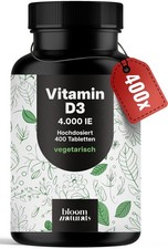 Vitamin D3 Hochdosiert - 400 Tabletten - 4000 IE - Vegetarisch