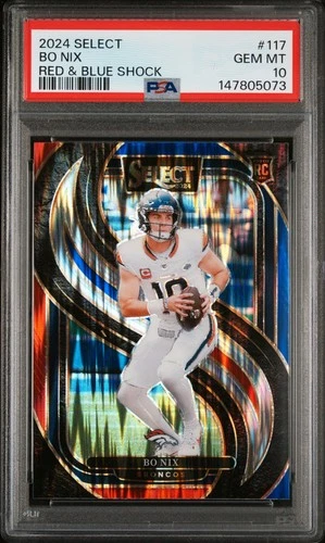 2024 PANINI SELECT RED & BLUE SHOCK #117 BO NIX ROOKIE RC PSA 10