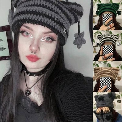 Adult Winter Cat Ear Hat Knit Hat Handmade Cat Ear Shape Soft Hat Casual Wear