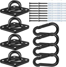 4PCS M10 Stainless Steel Hammock Hooks Heavy Duty 3400LB Swing Pad Eye Black