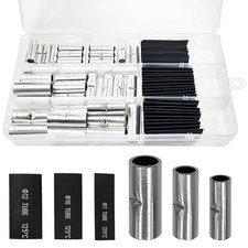 80Pcs Non Insulated Butt Connectors Kit with Heat Shrinkable Tube, 4/6/8AWG Stra