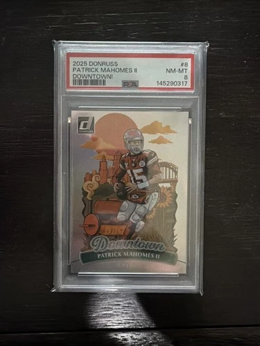 🏈 2025 Panini Donruss DOWNTOWN! #8 Patrick Mahomes II - PSA 8