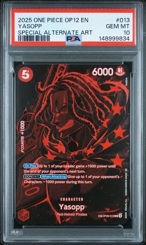2025 ONE PIECE OP12 LEGACY OF THE MASTER OP09-013 YASOPP SP ALT ART PSA 10