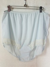 NEW VTG 60s DIXIE BELLE BABY BLUE WHITE LACE FULL COVERAGE GRANNY PANTY 11 L/XL