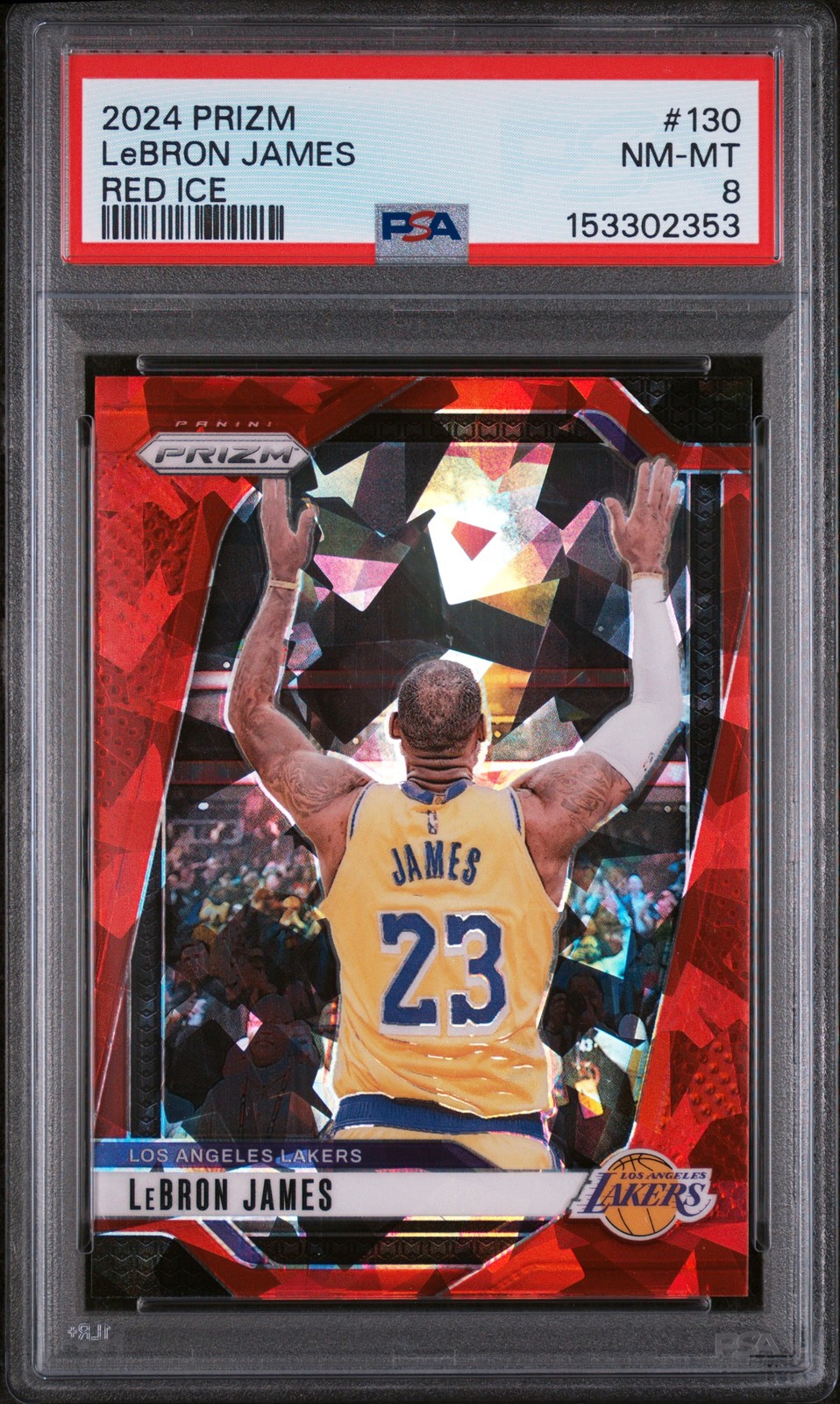 2024 Panini Prizm #130 Lebron James Red Ice PSA 8 Lakers