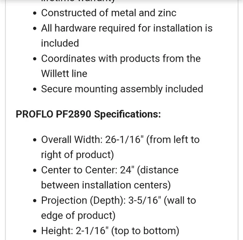 PROFLO PF2890 Nickel Modern 24" Towel Bar - Picture 7 of 7