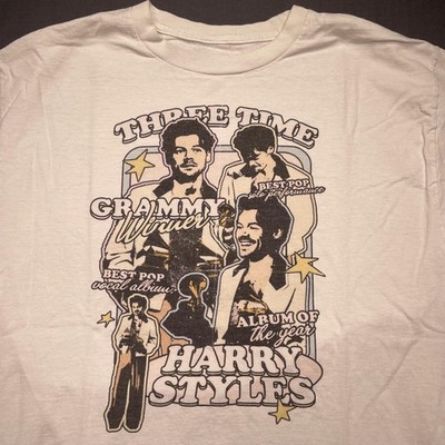 Harry Styles Three Time Grammy Winner Shirt Mens Large White Graphic Tee