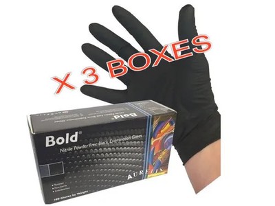 3 Schachteln à 100 (300) AURELIA BOLD STRONG BLACK NITRIL Handschuhe puder- & latexfrei