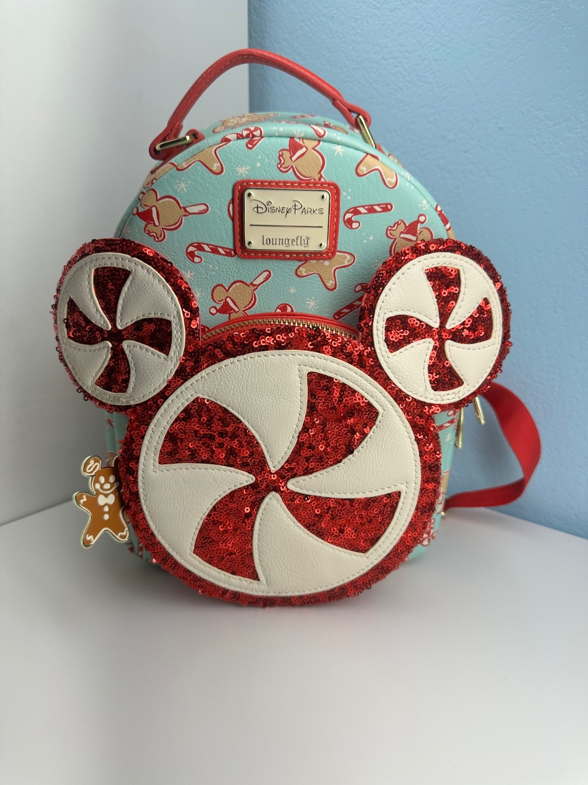 Loungefly Disney Parks Christmas Holiday Peppermint Snacks Bag- Lightly Used