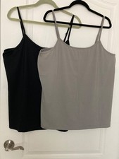 2 Lane Bryant Women's 18/20 Adjustable Strap Cami Tank Tops - Black  Grey