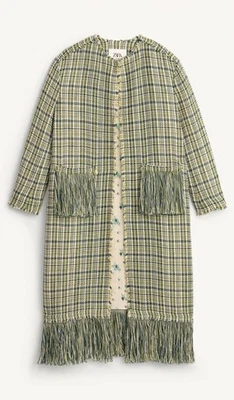 ZARA LIMITED EDITION FRINGED TEXTURED COAT GREEN NEW SS26 XS-XL REF. 2361/785 - Image 1 of 4