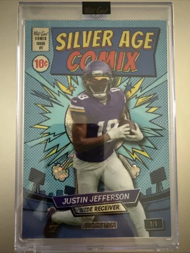 2026 Wild Card Football JUSTIN JEFFERSON Silver Age Comix Mammoth 1/1 Vikings