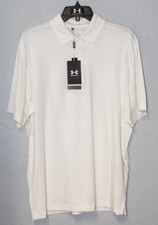 NEW Under Armour Men Aura Polo Solid White LARGE Playoff Performance Shirt NWT