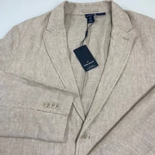 Daniel Hechter Paris Mens Large 100% Linen Blazer Jacket Sportscoat Lt Beige NEW
