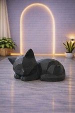 Geometrische schlafende Katze Skulptur moderne Wohndeko Katzenliebhaber Tier Geschenk 