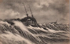 WWI Japanese Imperial Navy Cruiser Storm Rare Art Japan Antique Postcard - 8