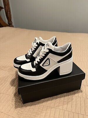 PRADA WOMEN DOWNTOWN HIGH-HEELED LEATHER SNEAKER 39.5 | eBay PRADA WOMEN DOWNTOWN HIGH-HEELED LEATHER SNEAKER 39.5 | eBay