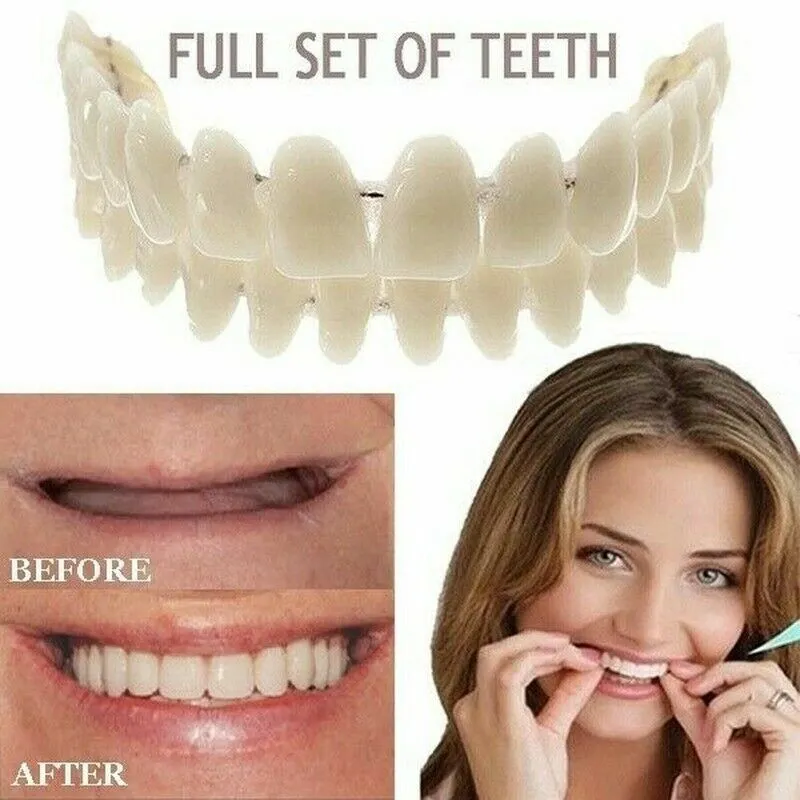 FULL SET Dental Synthetic Resin Teeth False Fake Denture Upper Lower Shade  Tool